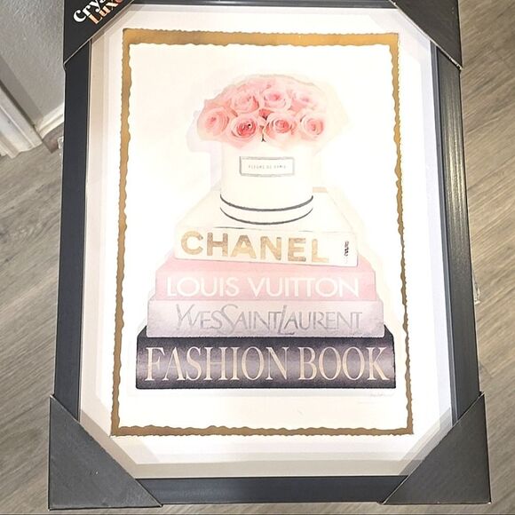 Crystal Luxe Fashion Book Stack Framed Wall Decor - Picture 8 of 8